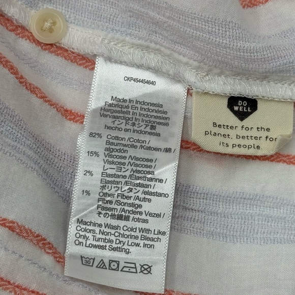 Madewell Women’s Beachside Striped Cotton Blend Cropped Button-Up Shirt XXS Blue - Picture 12 of 15